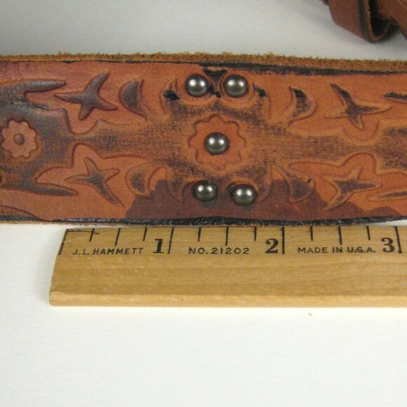 Levi Straus Signature Belt Women Size S 30 In Brown Leather Buckle Studs - Picture 8 of 9